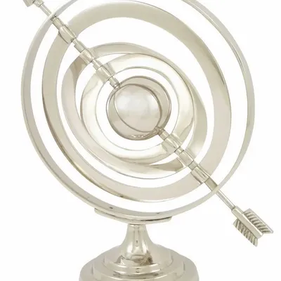 Decorative objects - Armiliary sphere, nickel plated aluminium, H : 14''1/2 - TRADE WINDS
