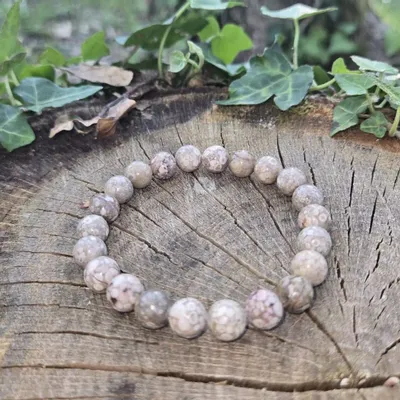 Bracelets - BRACELET PIERRE RONDE AGATE FOSSILE - JOLIE JULIE