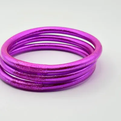 Bracelets - JONC BOUDHHISTE 5 MM FUSHIA - JOLIE JULIE