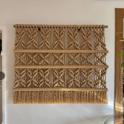 Tapestries - Beige Macramé Wall Hanging – Handcrafted Textile Art - NŒULUXE