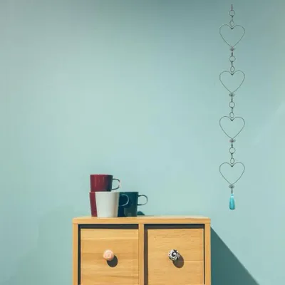 Objets de décoration - Guirlande en fil de fer - Coeur - Bleu - à suspendre - BIJOUX DE MUR