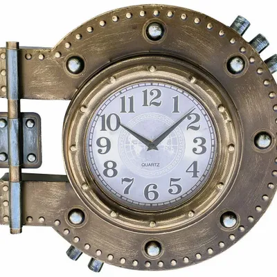 Horloges - Horloge hublot, finition laiton vieilli, 3 aiguilles, 43,5x8x41,5cm - TRADE WINDS