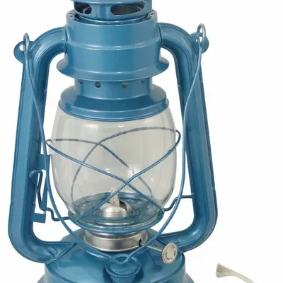 Outdoor table lamps - Blue hurricane lantern, Lantern 10''1/2 - TRADE WINDS