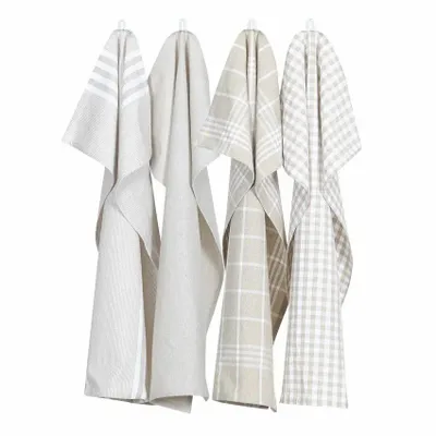 Torchons textile - Torchon de cuisine recyclé Recycling , 4 motifs , Lin/Blanc 50x70cm - BY WILLE