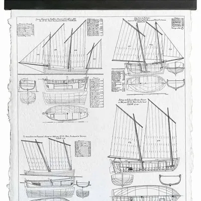 Autres décorations murales - Toile parchemin 4 goelettes XIXe, 35,5 x 46 cm - TRADE WINDS