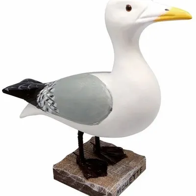 Sculptures, statuettes et miniatures - Mouette bec jaune en bois, H : 23 cm (UV2) - TRADE WINDS