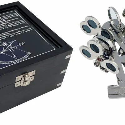 Objets de décoration - Sextant nickelé dans coffret bois noir, L.12 cm - TRADE WINDS