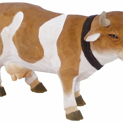 Sculptures, statuettes et miniatures - Vache peinte en bois, H.15 x L.22 cm (UVX2) - TRADE WINDS