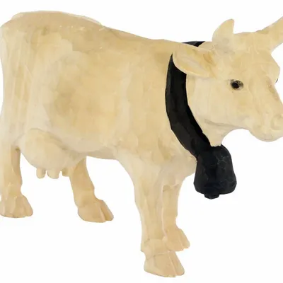 Sculptures, statuettes et miniatures - Vache en bois naturel, H.15 x L.22 cm (UVX2) - TRADE WINDS