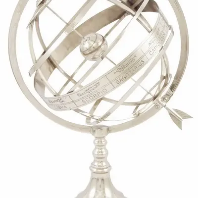 Objets de décoration - Sphère armillaire, finition laiton nickelé, H : 50 cm - TRADE WINDS
