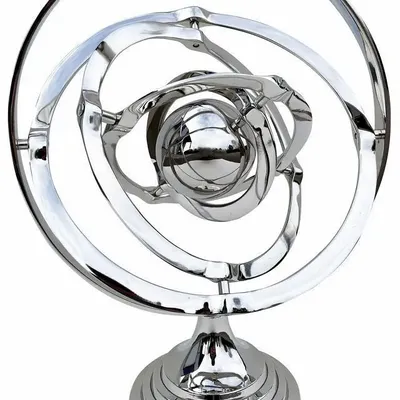 Objets de décoration - Sphère armillaire multidirectionnelle, alu nickelé, H. 39 cm - TRADE WINDS