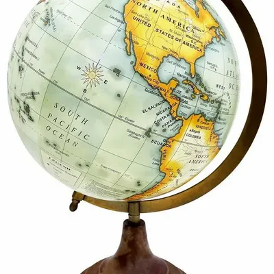 Objets de décoration - Globe terrestre diam 20 cm, pied bois et laiton vieilli H : 30 cm - TRADE WINDS