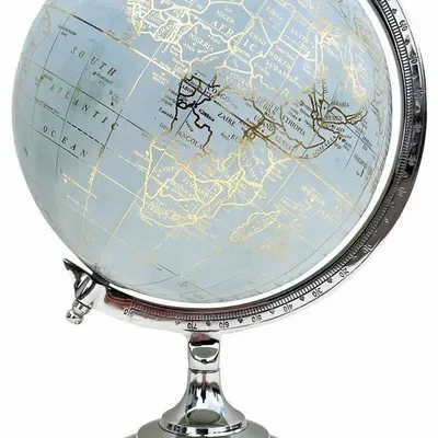 Objets de décoration - Globe terrestre diam 20 cm, pied nickelé H : 30 cm - TRADE WINDS