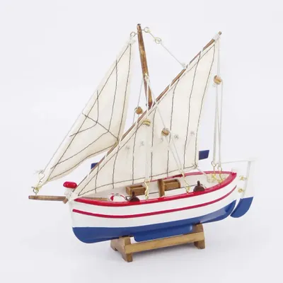 Decorative objects - Mediterranean boat, Pointu, L. 8'' x H : 7''1/2 x 2'' - TRADE WINDS