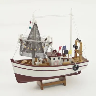 Objets de décoration - Bateau de pêche bleu, L.30, H. 28, l. 8.5 cm - TRADE WINDS