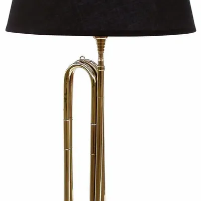 Lampes à poser - Lampe clairon en L, base en pierre, H. 76 cm, 230 V- E27 - 60W, livrée avec aj - TRADE WINDS