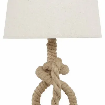 Lampes à poser - Lampe cordage en bois, H. 52 cm, 230 V - E27-60W - TRADE WINDS