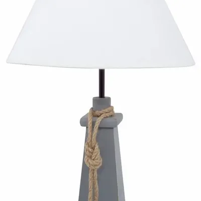 Lampes à poser - Lampe Club Nautique de coul. grise, en bois avec cordage - H : 50 cm - Ampoule E27 - TRADE WINDS