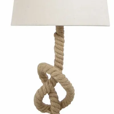 Lampes à poser - Lampe cordage en noeud de huit, H.81 cm, 230V-E27-60W, livree av AJ en lin - TRADE WINDS