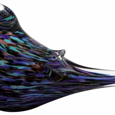Decorative objects - Blue glass bird with layers and green sparkle H : 3"1/6 - TRADE WINDS