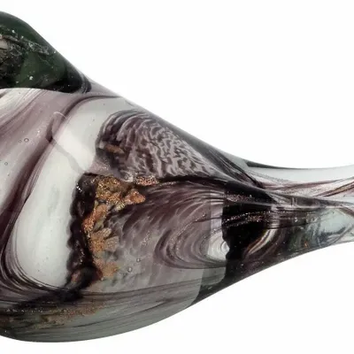 Objets de décoration - Oiseau violet en verre pailleté dore, L : 15 cm - TRADE WINDS