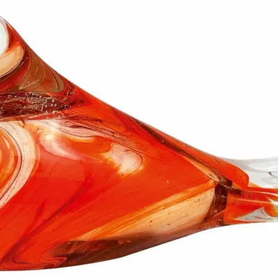 Decorative objects - Red, pink and white glass bird, L : 6" - TRADE WINDS