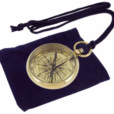 Objets de décoration - Boussole laiton brillant D.5.7 cm av bloqueur d'aiguille et anneau - TRADE WINDS