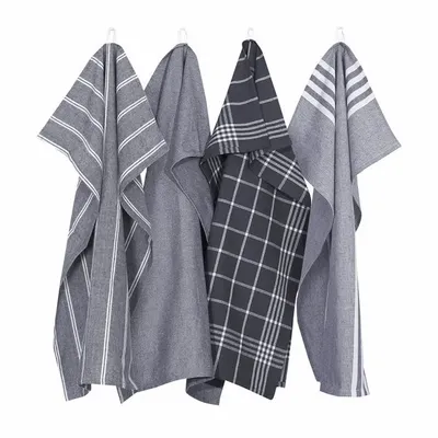Torchons textile - Torchon de cuisine recyclé Recycling , 4 motifs , Gris/Blanc 50x70cm - BY WILLE