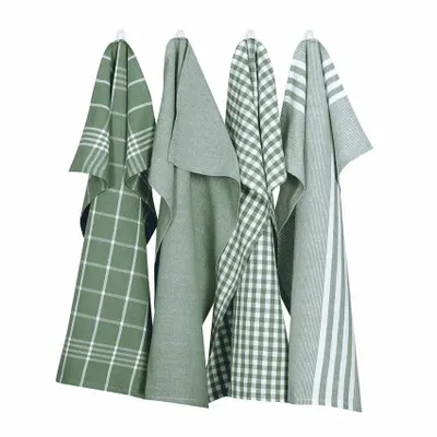 Torchons textile - Torchon de cuisine recyclé Recycling , 4 motifs , Vert/Blanc 50x70cm - BY WILLE