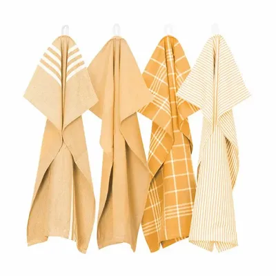Torchons textile - Torchon de cuisine recyclé Recycling , 4 motifs , Jaune/Blanc 50x70cm - BY WILLE