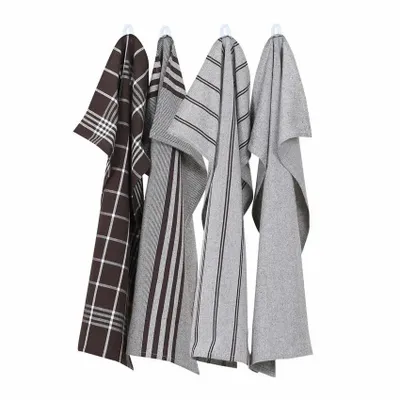 Torchons textile - Torchon de cuisine recyclé Recycling , 4 motifs ,Marron/Beige 50x70cm - BY WILLE