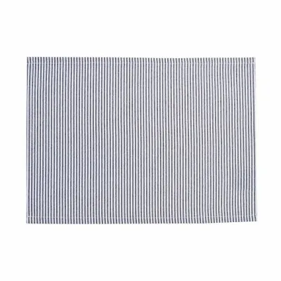 Linge de table textile - SET DE TABLE ESSUYABLE RECYCLÉ, BOSSE, BLEU MARINE/BLANC 33x45 - BY WILLE