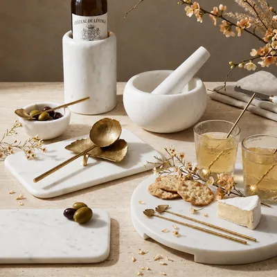 Couverts de service - Accessoires dorés Gingko - BE HOME