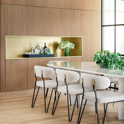 Chairs for hospitalities & contracts - Apollo Dining Chair, COM Option,in Black Lacquered Iron, Brass detail - DUISTT