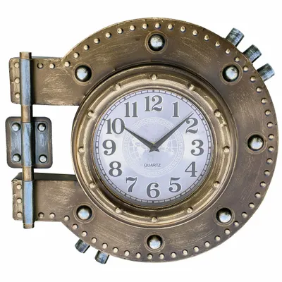 Horloges - Horloge hublot, finition laiton vieilli, 3 aiguilles, 43,5x8x41,5cm - TRADE WINDS