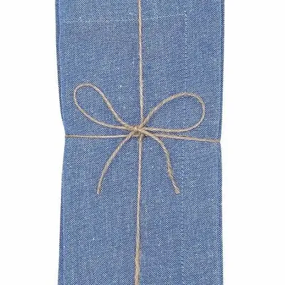 Linge de table textile - SERVIETTE RECYCLÉE 2-PACK ELIN, BLEU/BLANC 45x45cm - BY WILLE