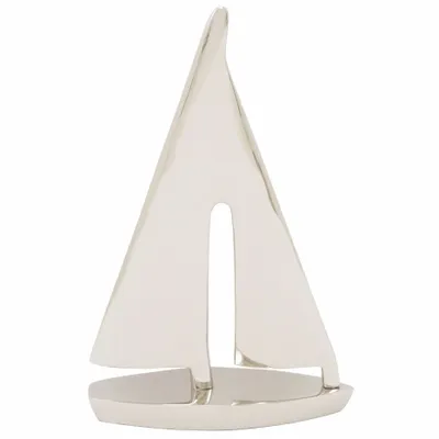 Decorative objects - Sailing boat, nickel plated aluminium, H : 10'', big - TRADE WINDS