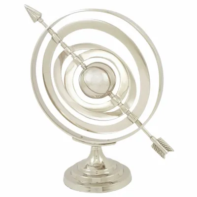 Objets de décoration - Sphère armillaire sur 1 axe, alu nickelé, H. 37 cm - TRADE WINDS