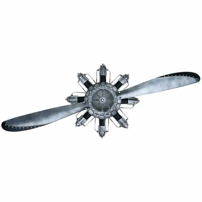 Other wall decoration - Wall propeller, two-bladed, antic silver and black, 60" x 5" x 22" - TRADE WINDS