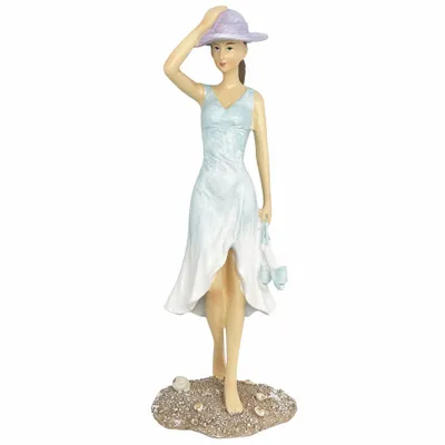 Sculptures, statuettes and miniatures - Woman walking on the sand, polyresin, H. 9" - TRADE WINDS