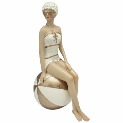 Sculptures, statuettes and miniatures - Swimmer sitting on a ball, polyresin, H. 8" - TRADE WINDS