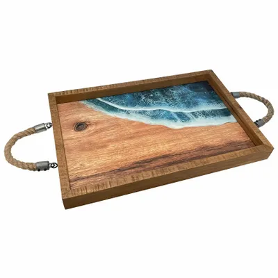 Plateaux - Plateau écume en bois, 40 x 27 x 3,5 cm - TRADE WINDS