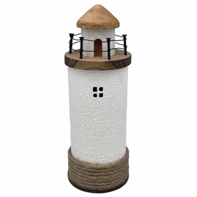 Objets de décoration - Phare en bois blanc et cordage, H. 20 cm - TRADE WINDS