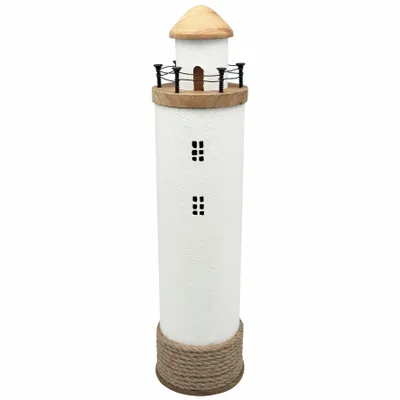 Objets de décoration - Phare en bois blanc et cordage, H. 34 cm - TRADE WINDS