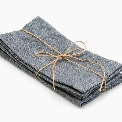Linge de table textile - SERVIETTE RECYCLÉE 2-PACK ELIN, BLEU MARINE/BLANC 45x45cm - BY WILLE