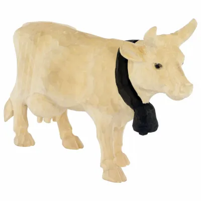 Sculptures, statuettes et miniatures - Vache en bois naturel, H.15 x L.22 cm (UVX2) - TRADE WINDS