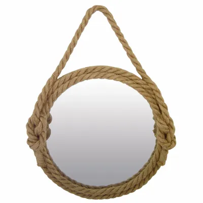 Mirrors - Mirror mounted with hemp rope, Diam. 12''1/2 - TRADE WINDS