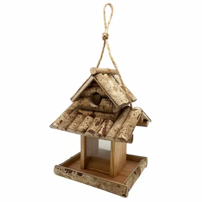 Ornements - Mangeoire pr oiseaux GM, bois exotiques, H.24.5x17.5x16.5 cm - TRADE WINDS