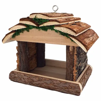 Ornaments - Bird feeder in fir wood, tall model, H : 8" x 6"1/3 x 7" - TRADE WINDS