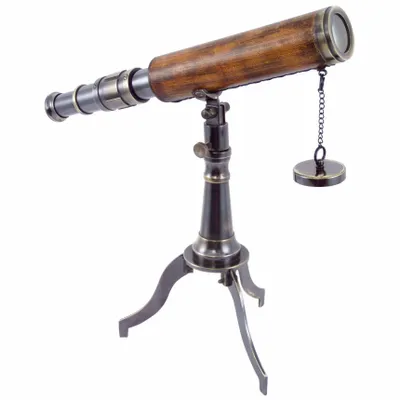 Objets de décoration - Longue-vue en laiton vieilli sur trépied - H. 25 cm - TRADE WINDS